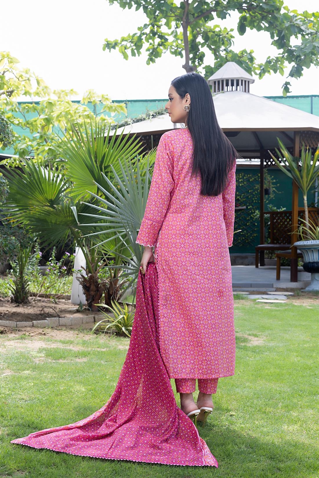 Pink Embroidered Lawn 3 Piece Suit