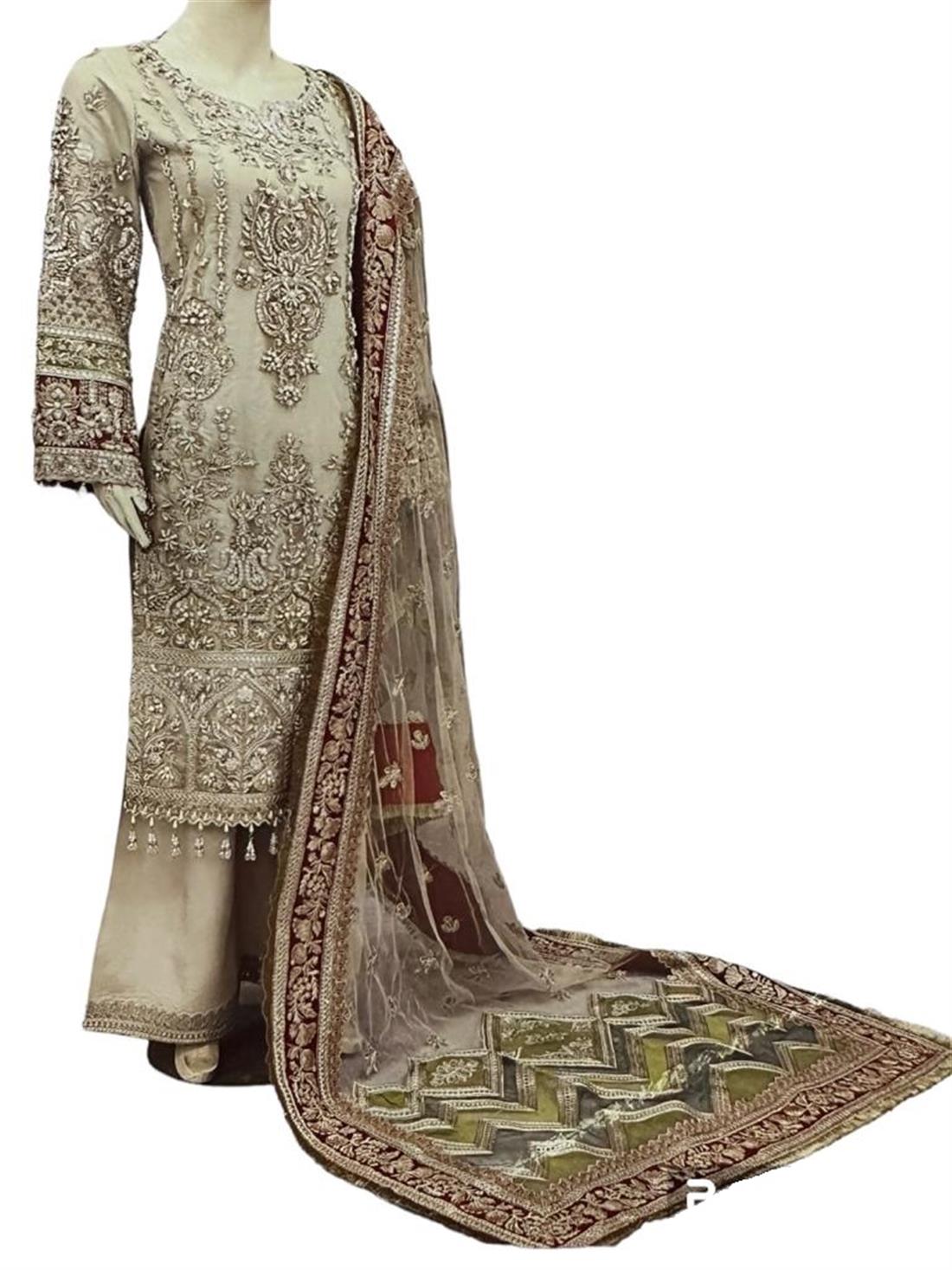 Light Mint Embroidered Raw Silk Ladies Readymade