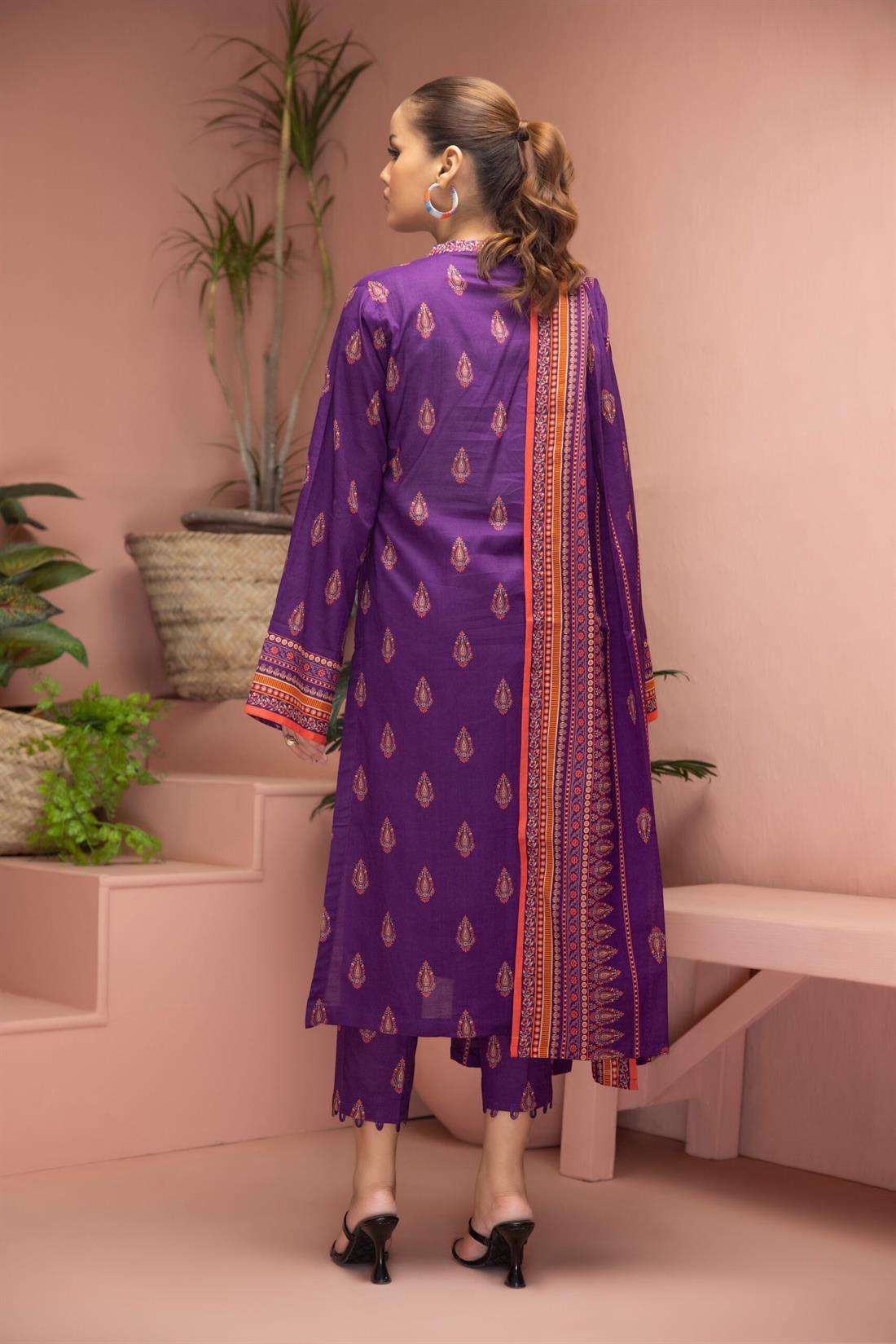 Purple Beaded Lawn Ladies Readymade