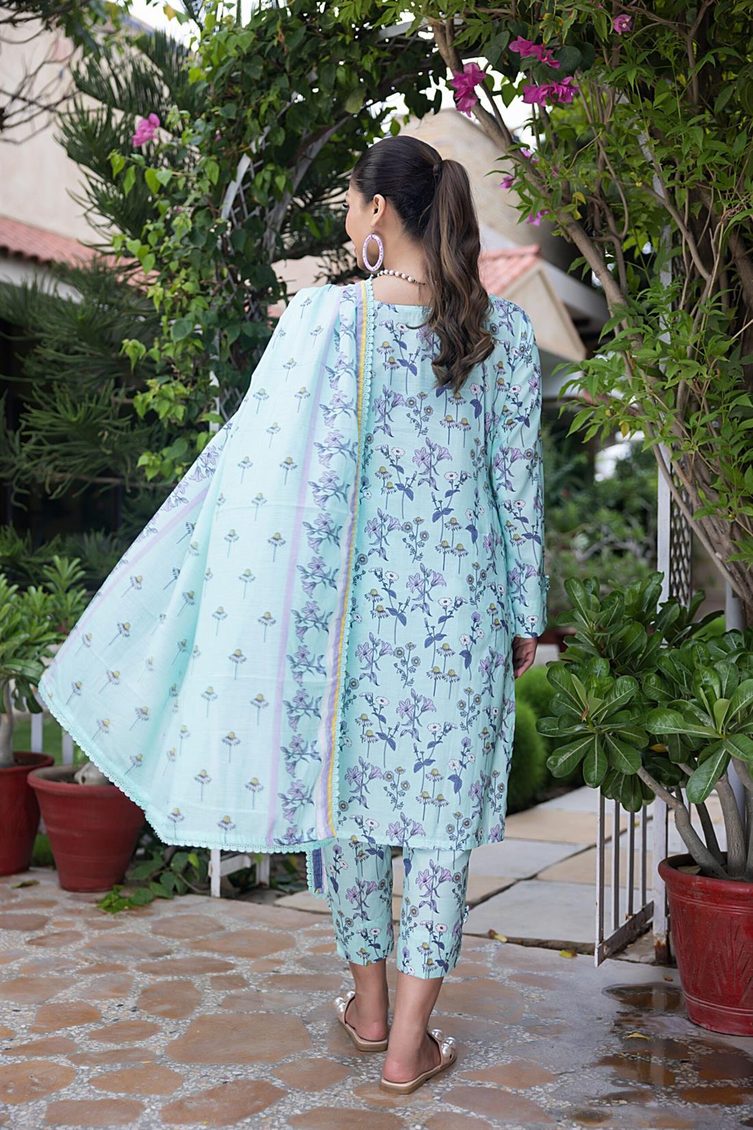 Mint Beaded Lawn Ladies Readymade