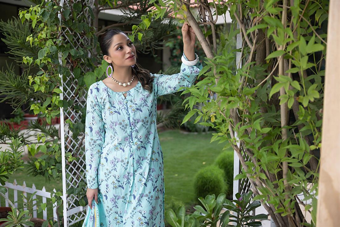 Mint Beaded Lawn Ladies Readymade
