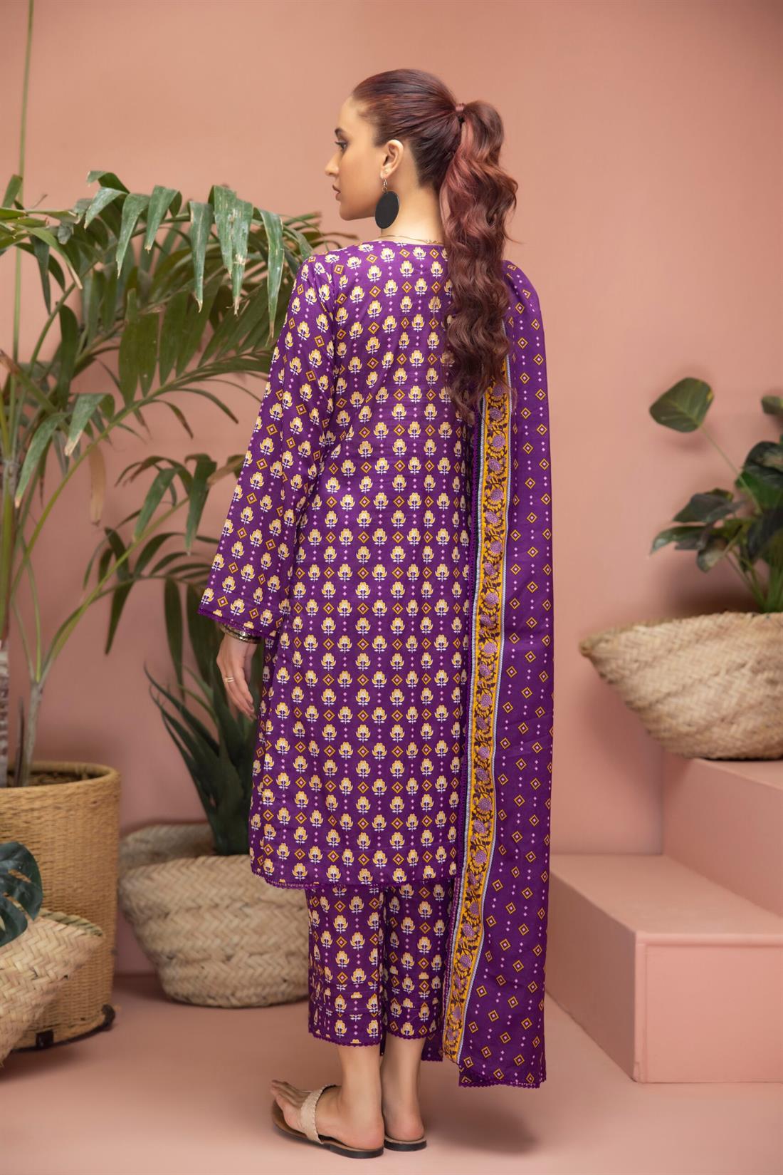 Purple Beaded Lawn Ladies Readymade