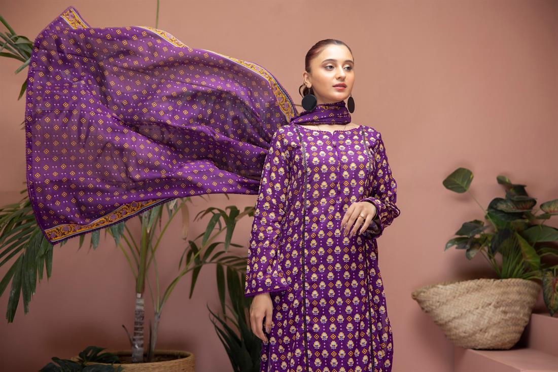 Purple Beaded Lawn Ladies Readymade