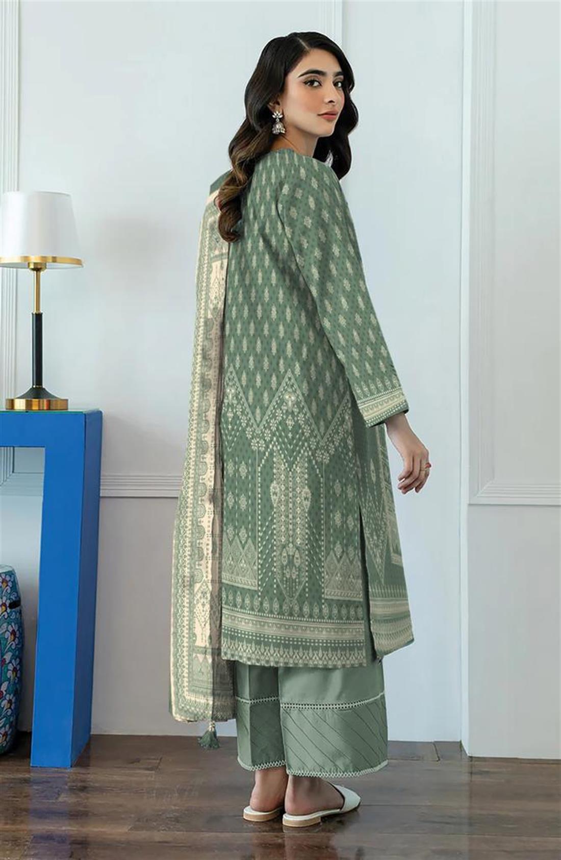 Green Digital Print Khaddar Printed Suit
