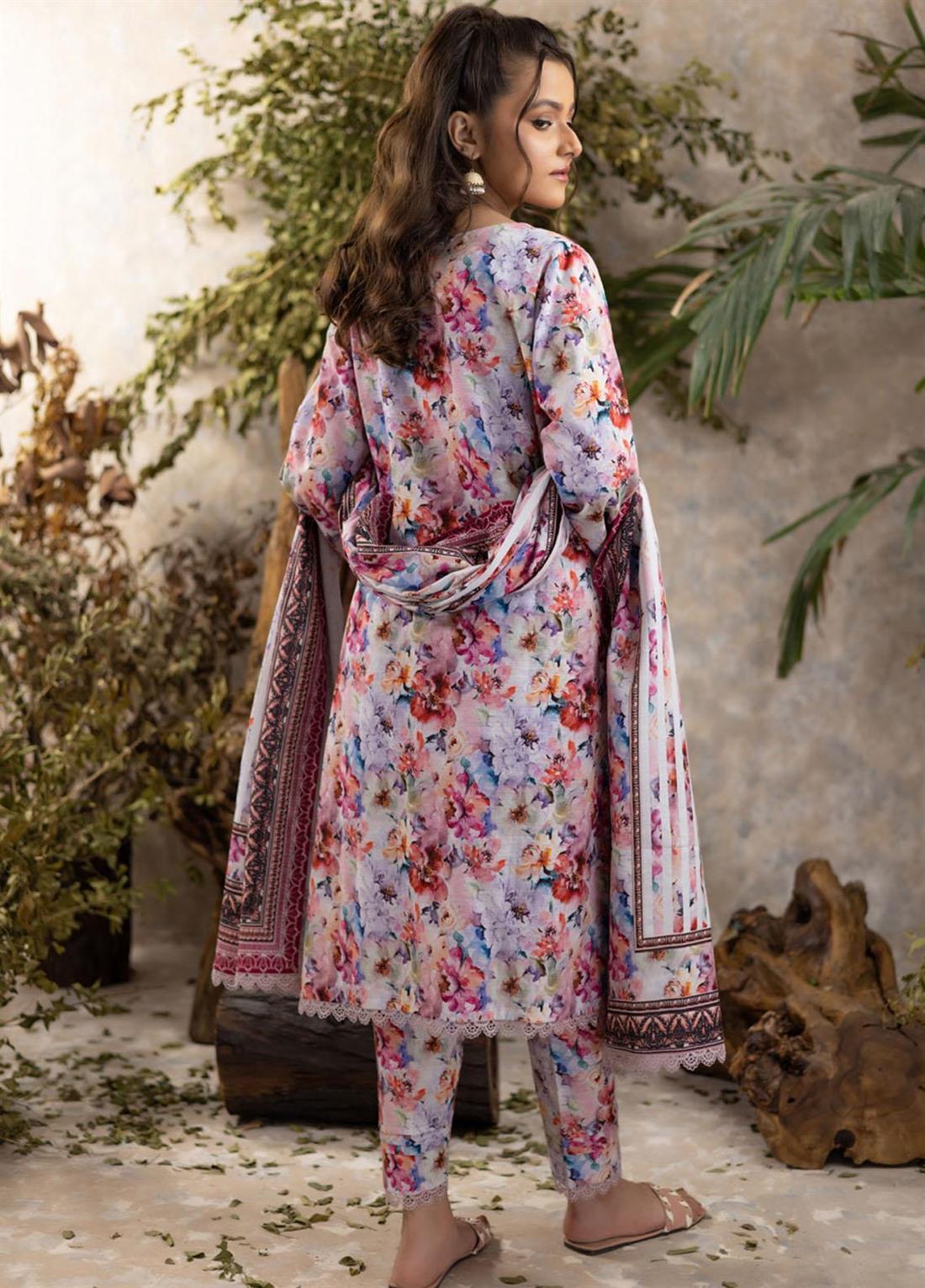 Pink & Multicolour Beaded Khaddar Ladies Readymade
