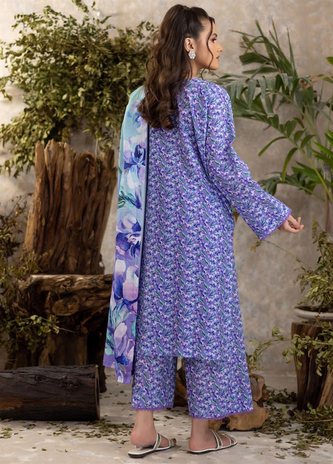 Lavendar Beaded Khaddar Ladies Readymade