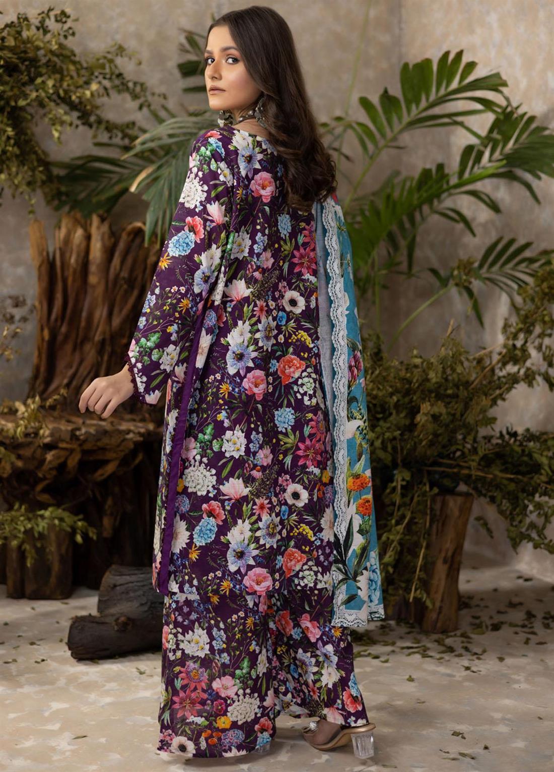 Purple Beaded Khaddar Ladies Readymade
