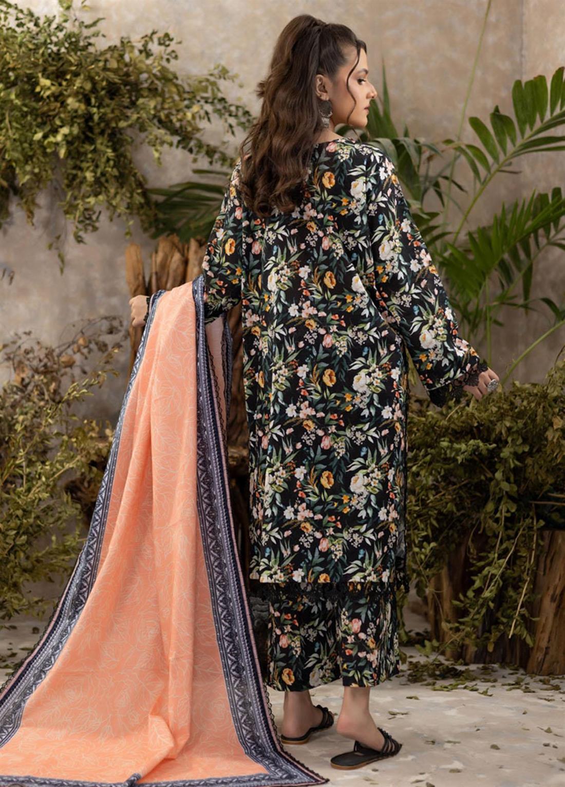 Black Beaded Khaddar Ladies Readymade