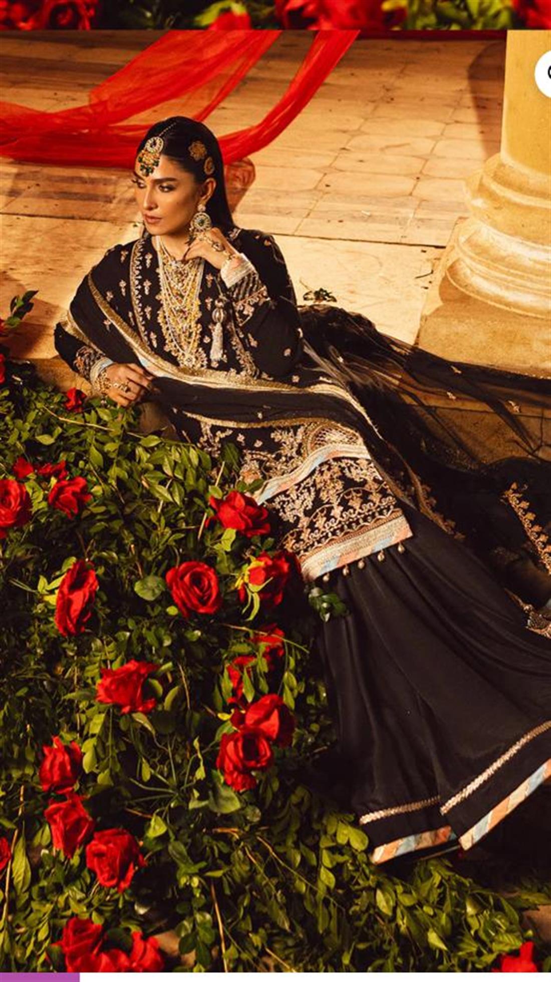 Black Sequinned Raw Silk Ladies Readymade
