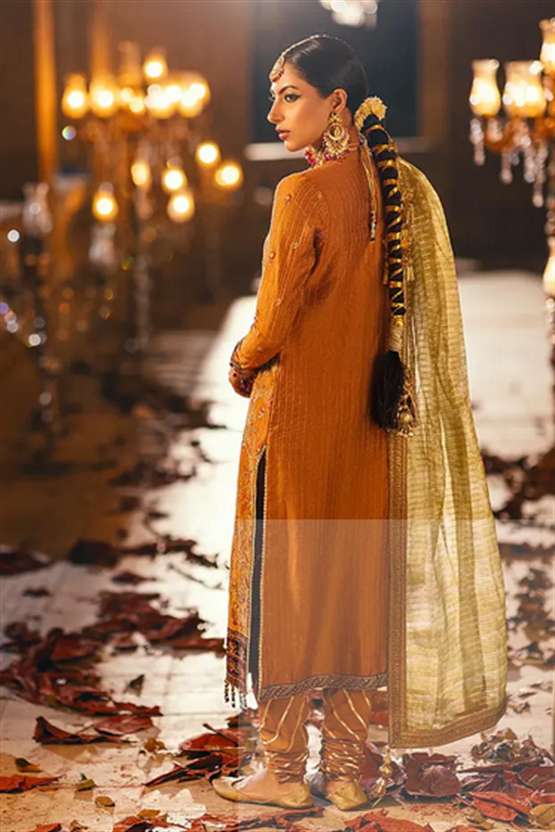 Rust Orange Sequinned Velvet Ladies Readymade
