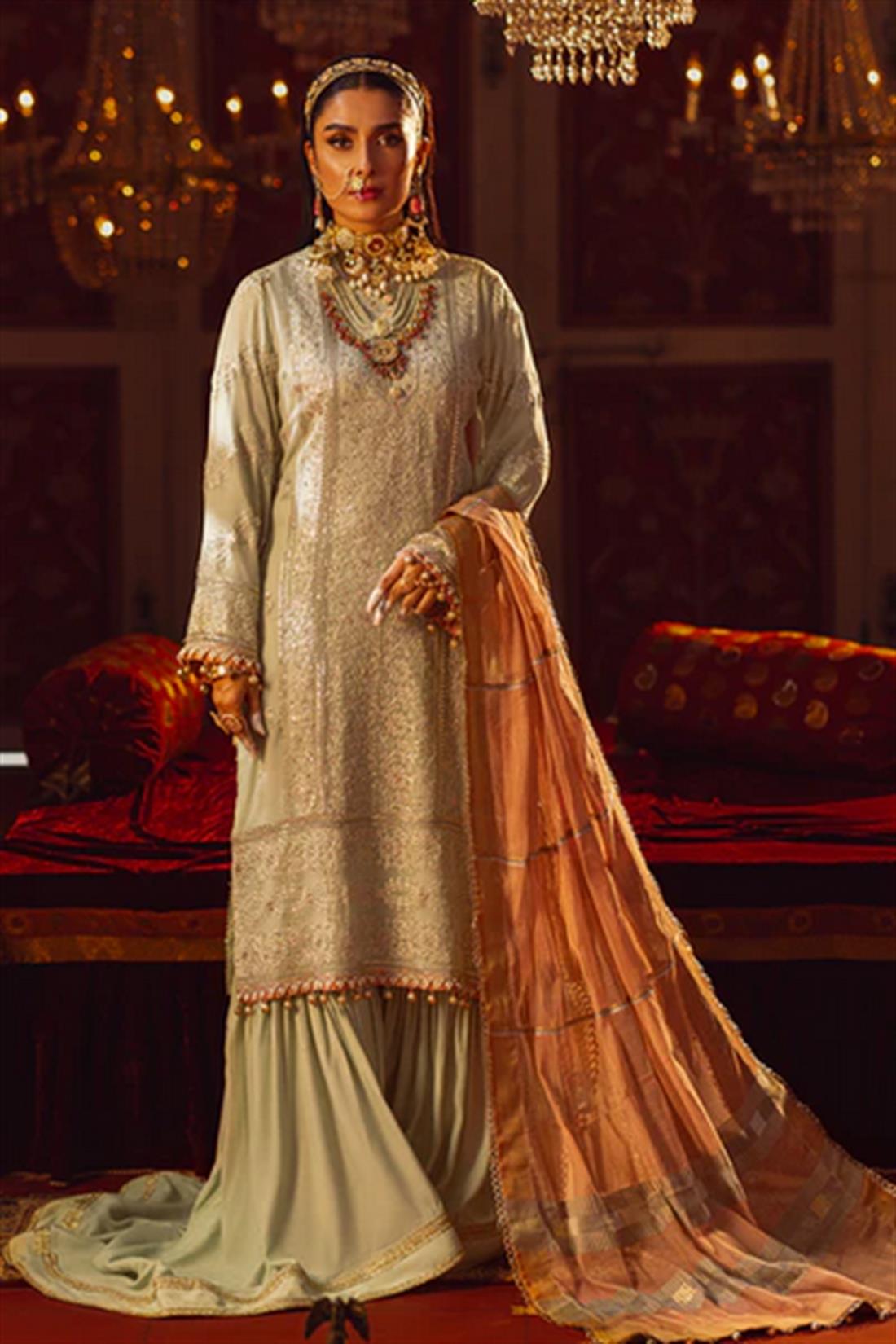 Mint Sequinned Chiffon Ladies Readymade