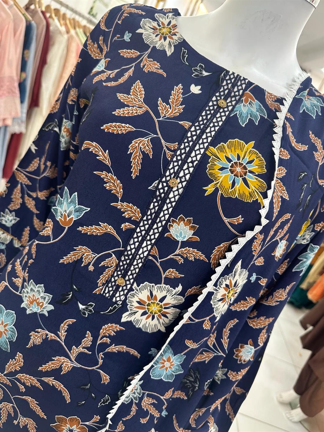 Navy & Multicolour Digital Print Ladies Readymade