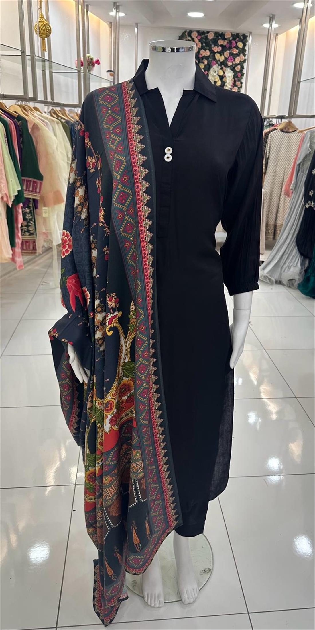 Black Linen Ladies Readymade