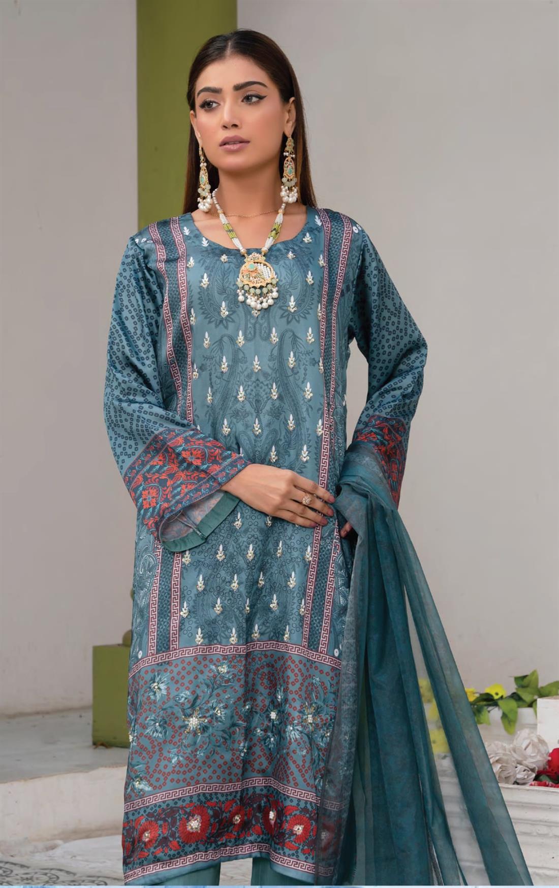 Teal Raw Silk 3 Piece Suit