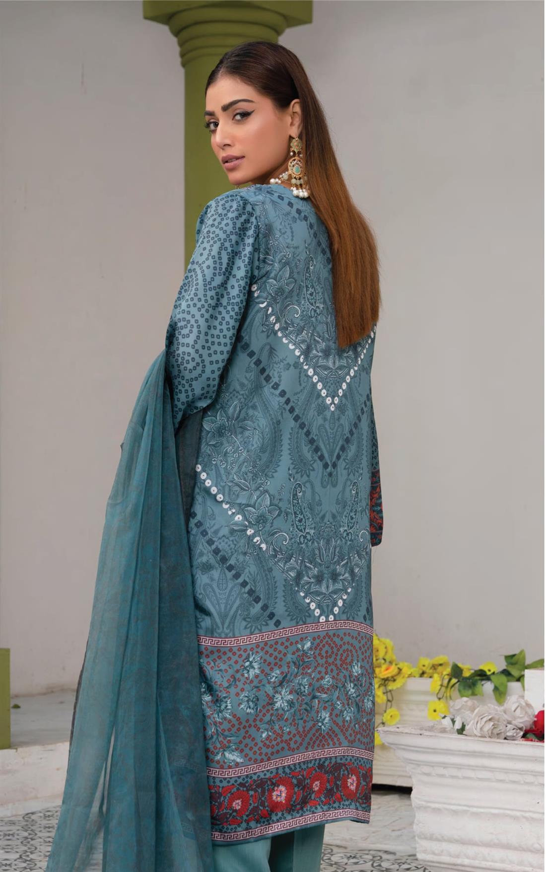 Teal Raw Silk 3 Piece Suit
