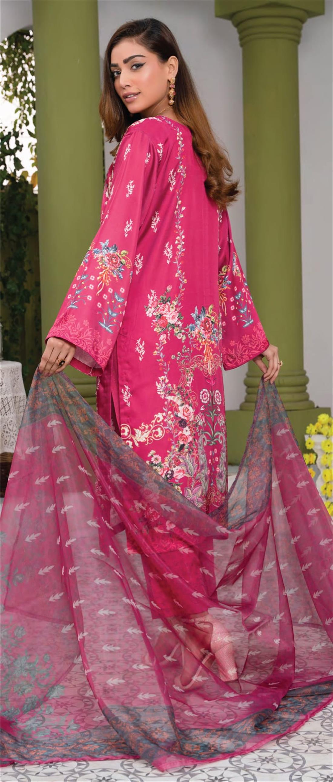 Pink Raw Silk 3 Piece Suits