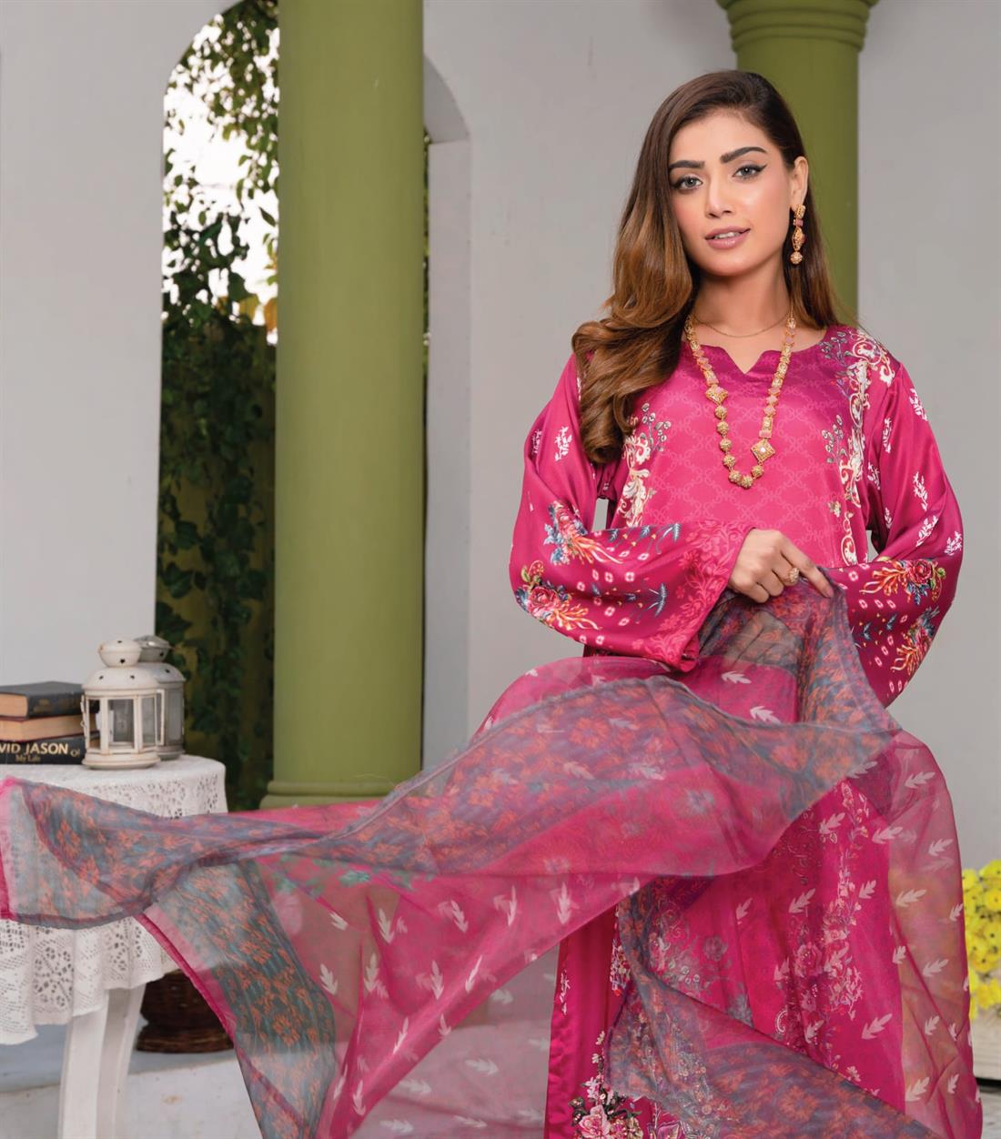 Pink Raw Silk 3 Piece Suits