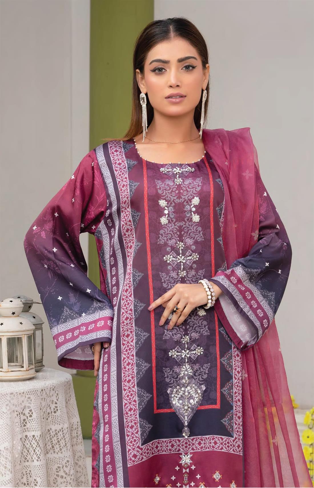 Mauve Raw Silk 3 Piece Suits