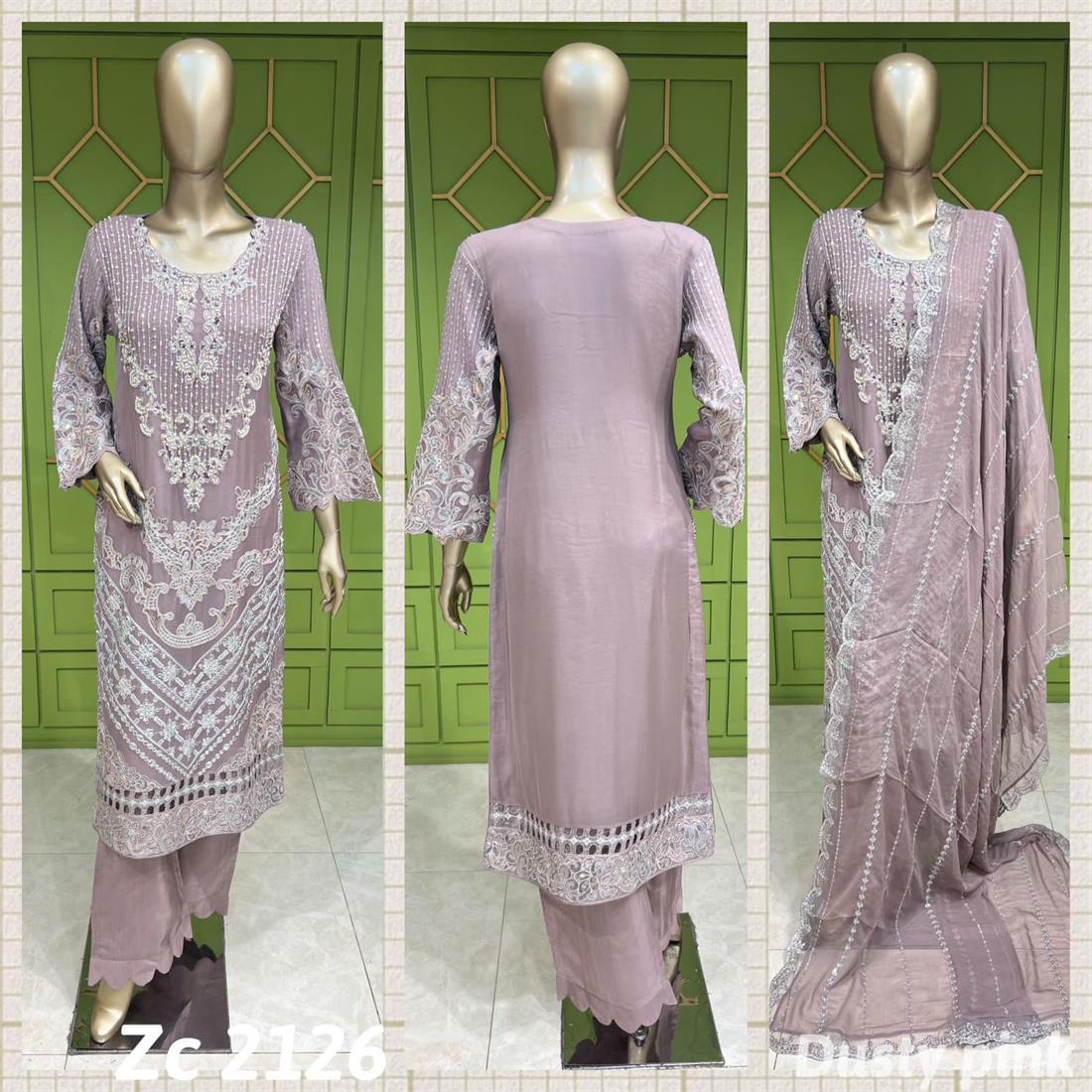 Cappuccino Sequinned Raw Silk Ladies Readymade