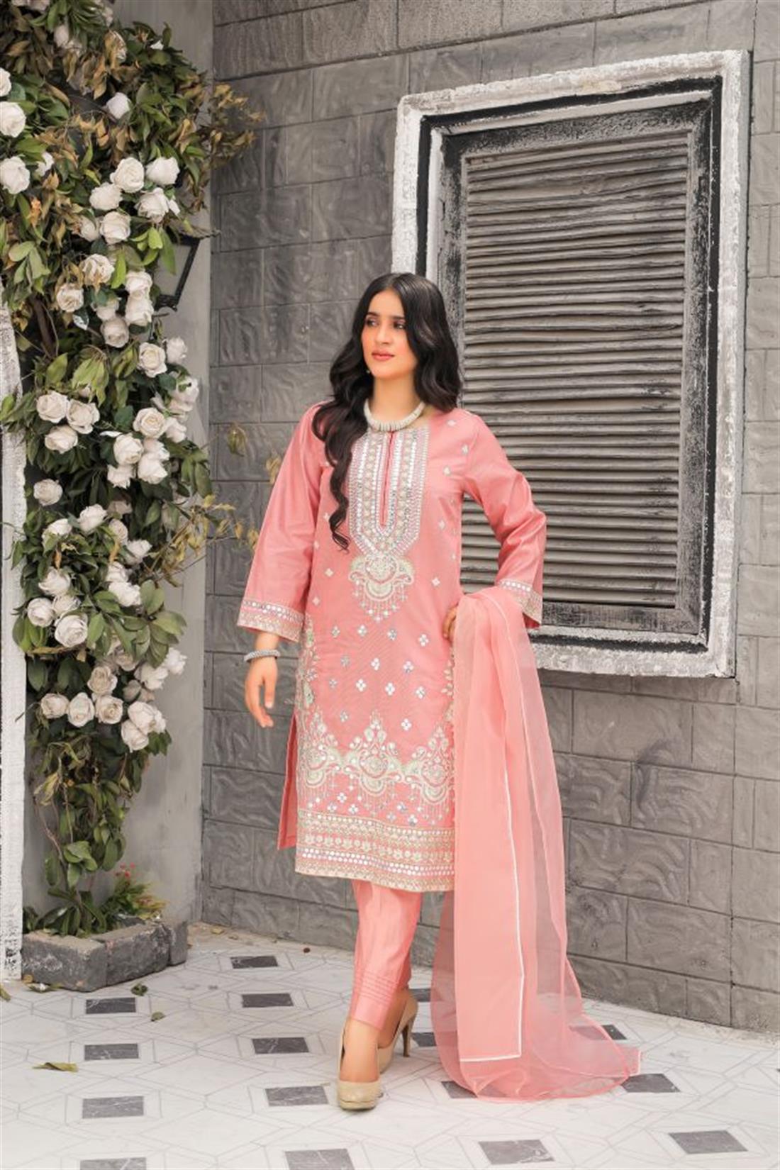 Pink Organza 3 Piece Suit Mother Daughter Collection.