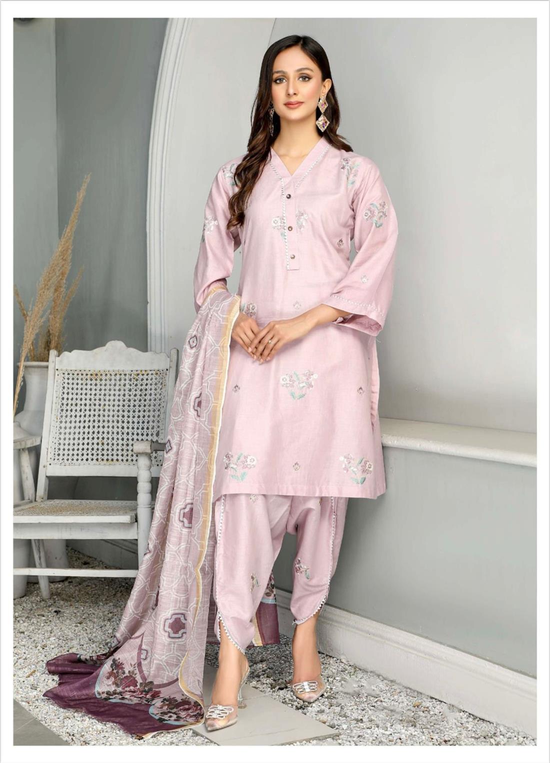 Pink Embroidered Georgette Lawn 3 Piece Suit