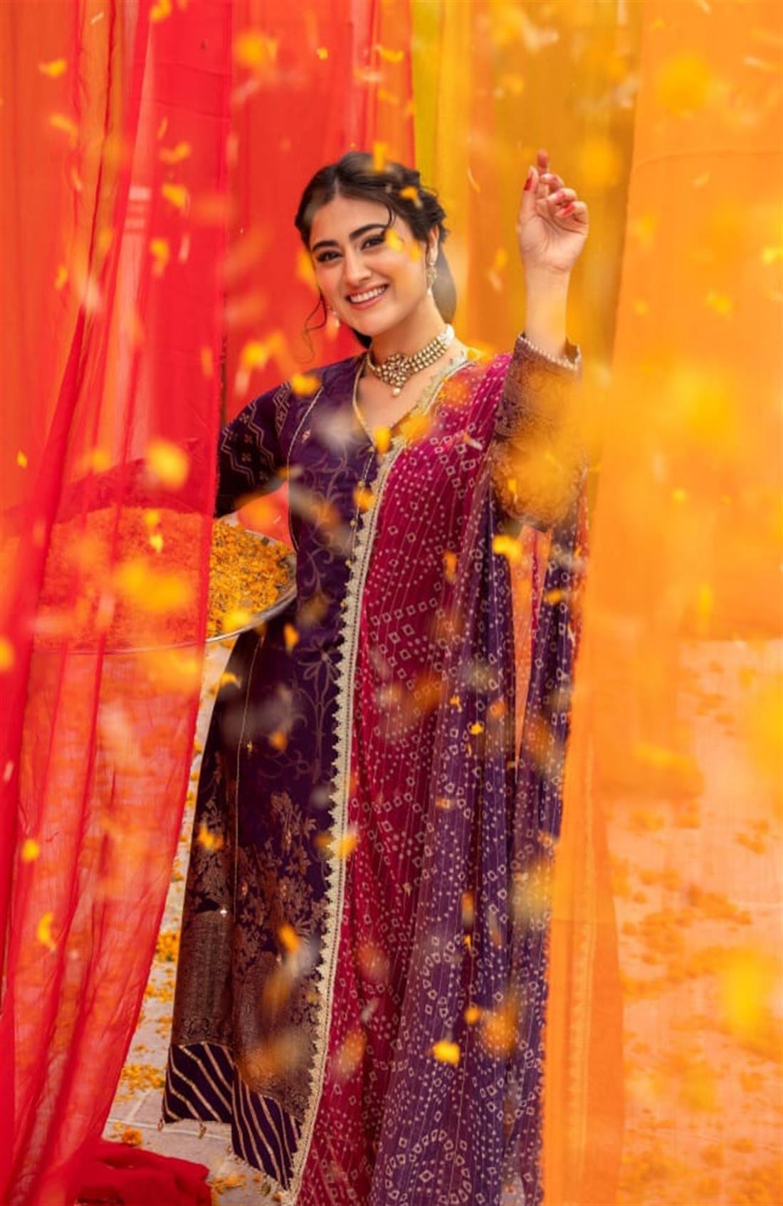 Purple Embroidered Chiffon Ladies Readymade