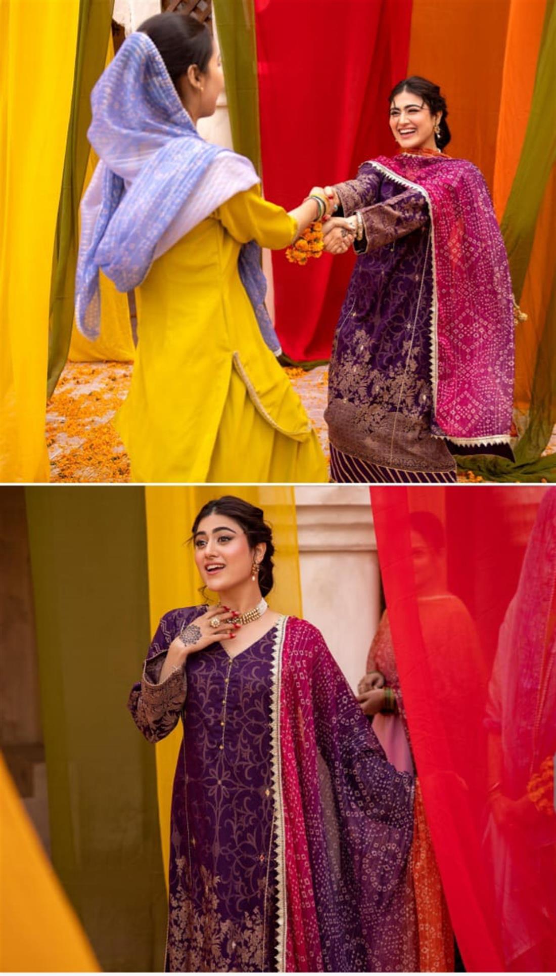 Purple Embroidered Chiffon Ladies Readymade