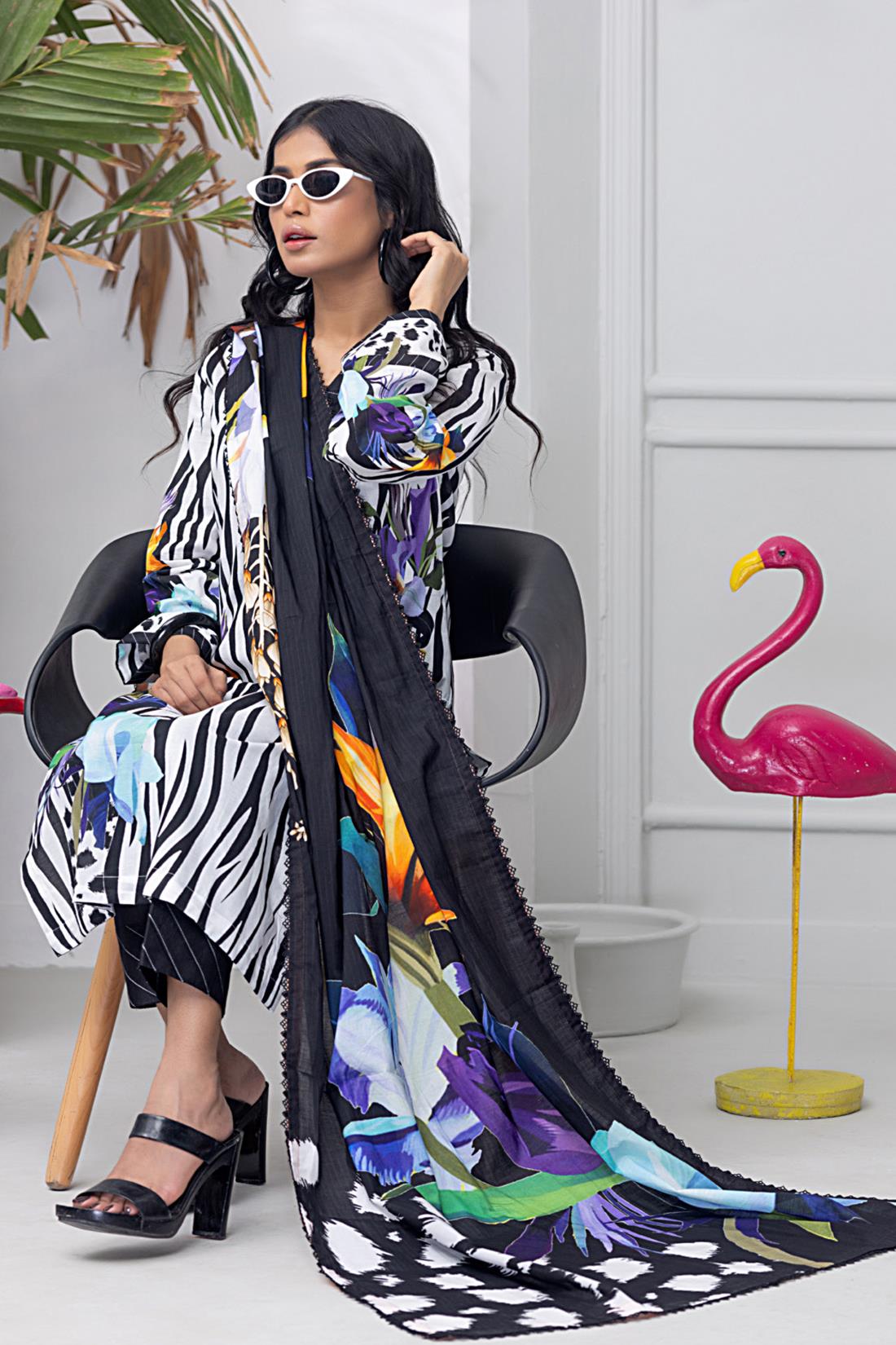Black & White Digital Print Lawn Ladies Readymade