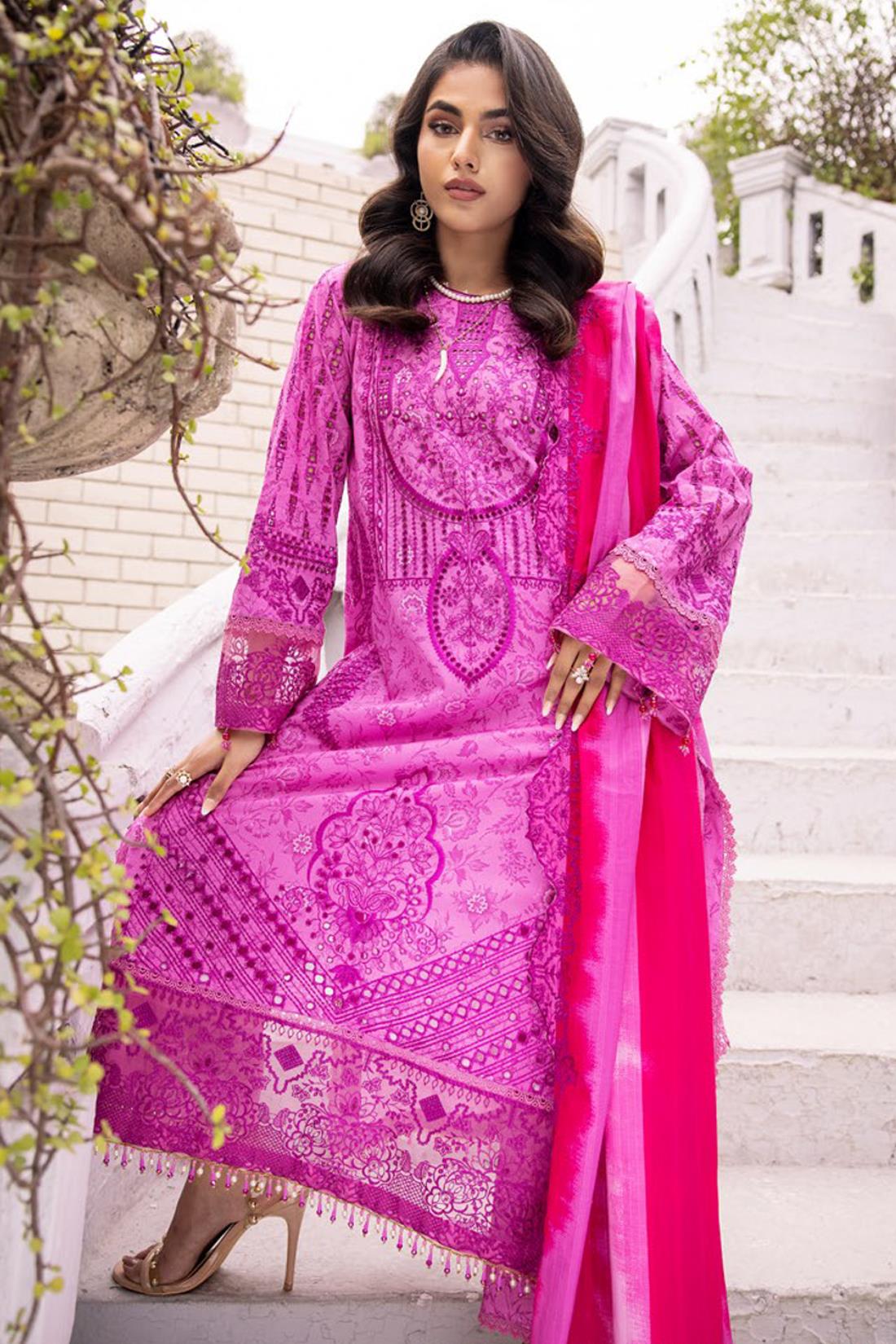 Majenta Embroidered Organza Ladies Readymade