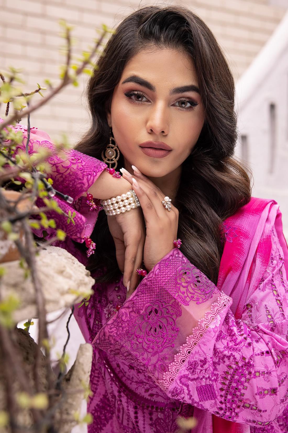 Majenta Embroidered Organza Ladies Readymade