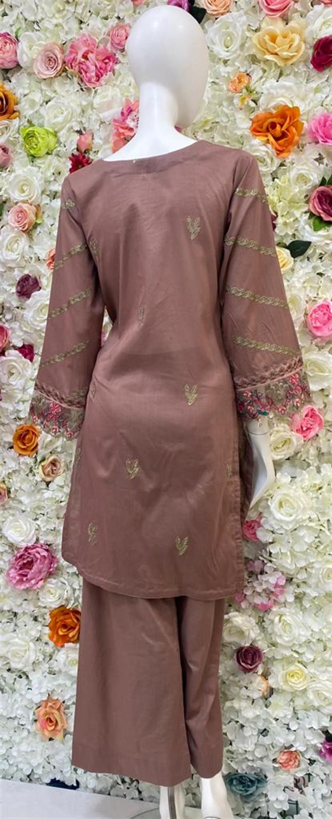 Brown & Pink Brown/Pink 3 Piece Ladies Readymade Salwar Suit