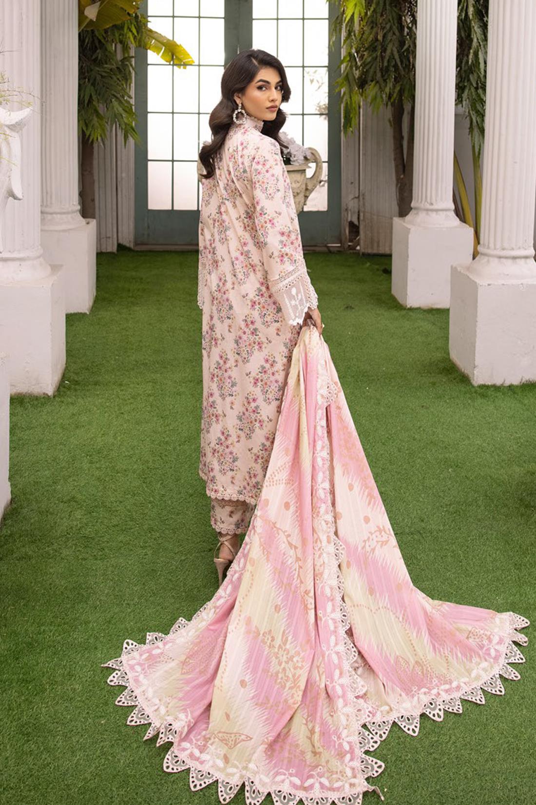 Pink Embroidered Organza Ladies Readymade