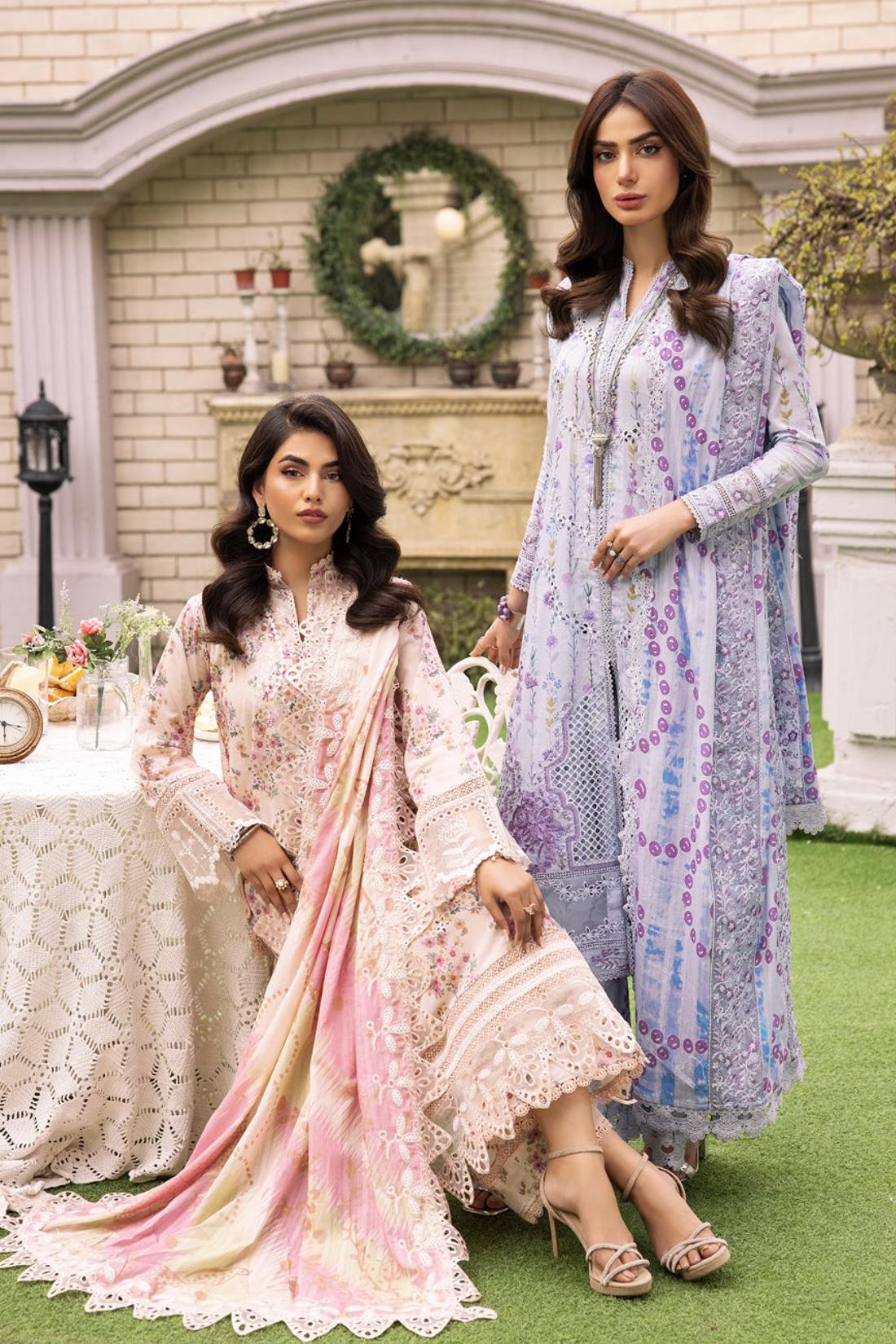 Pink Embroidered Organza Ladies Readymade
