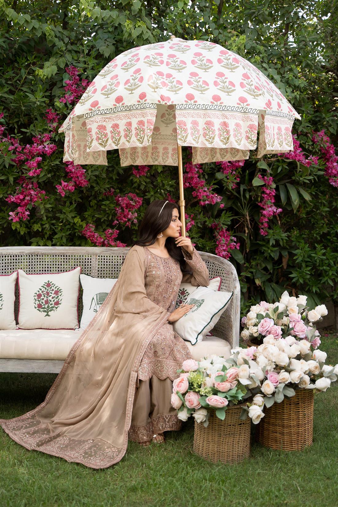 Dusty Pink Sequinned Embroided Chiffon Suit