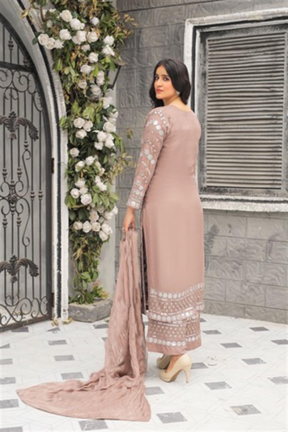 Mauve Sequinned Chiffon Ladies Readymade