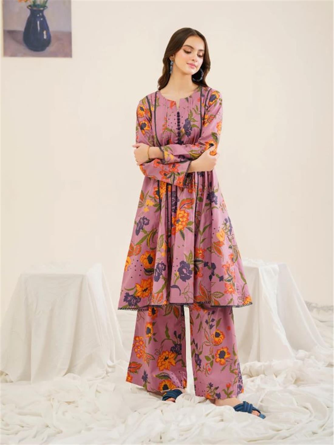 Lilac Printed 3 Piece Ladies Lawn Suit