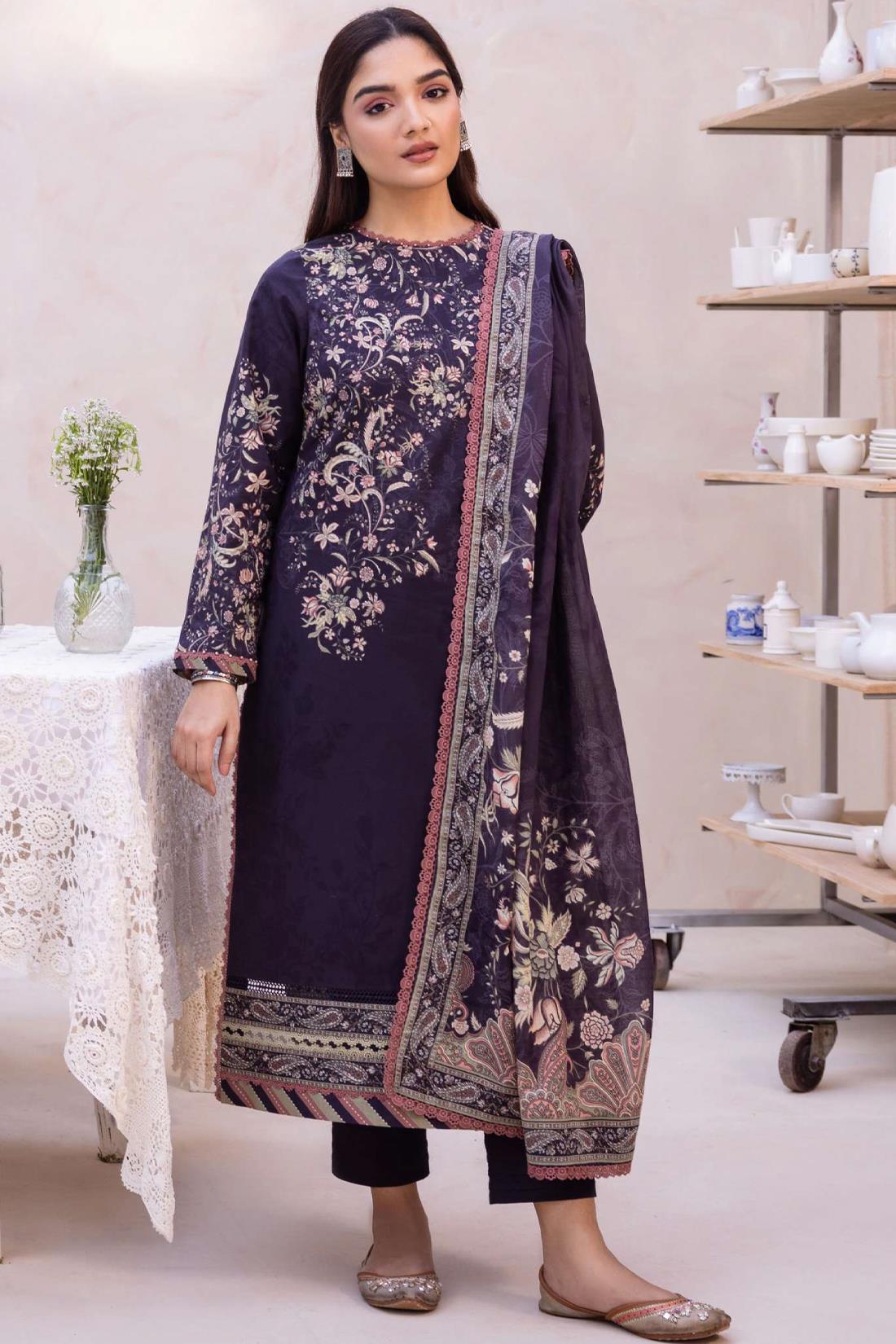 Navy Blue Lawn Digital Printed Suit