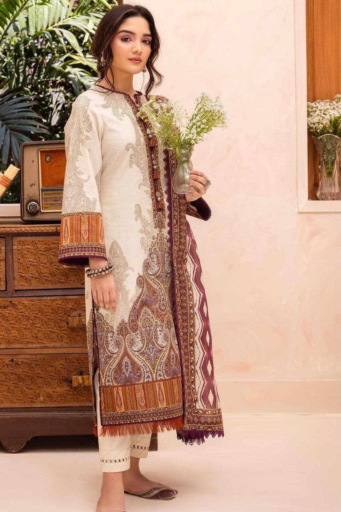 Ivory & Multicolour Lawn Digital Printed Suit