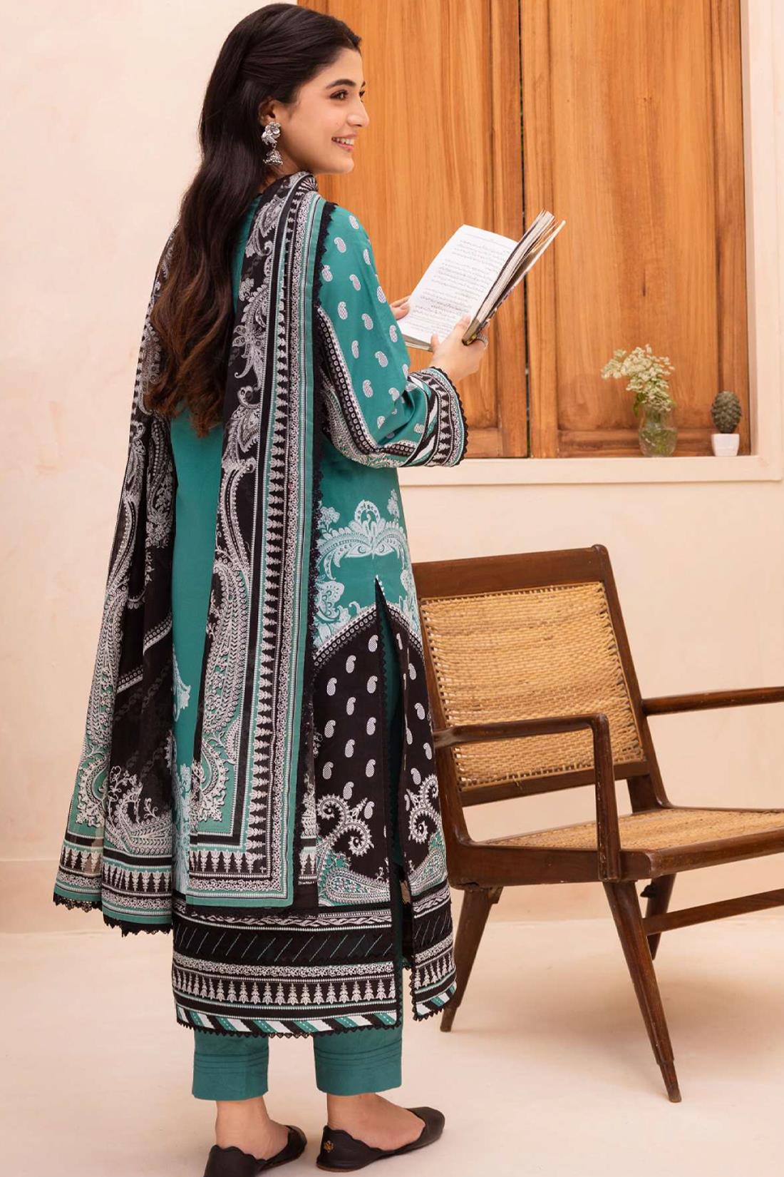 Sea Green Lawn Digital Printed Suit