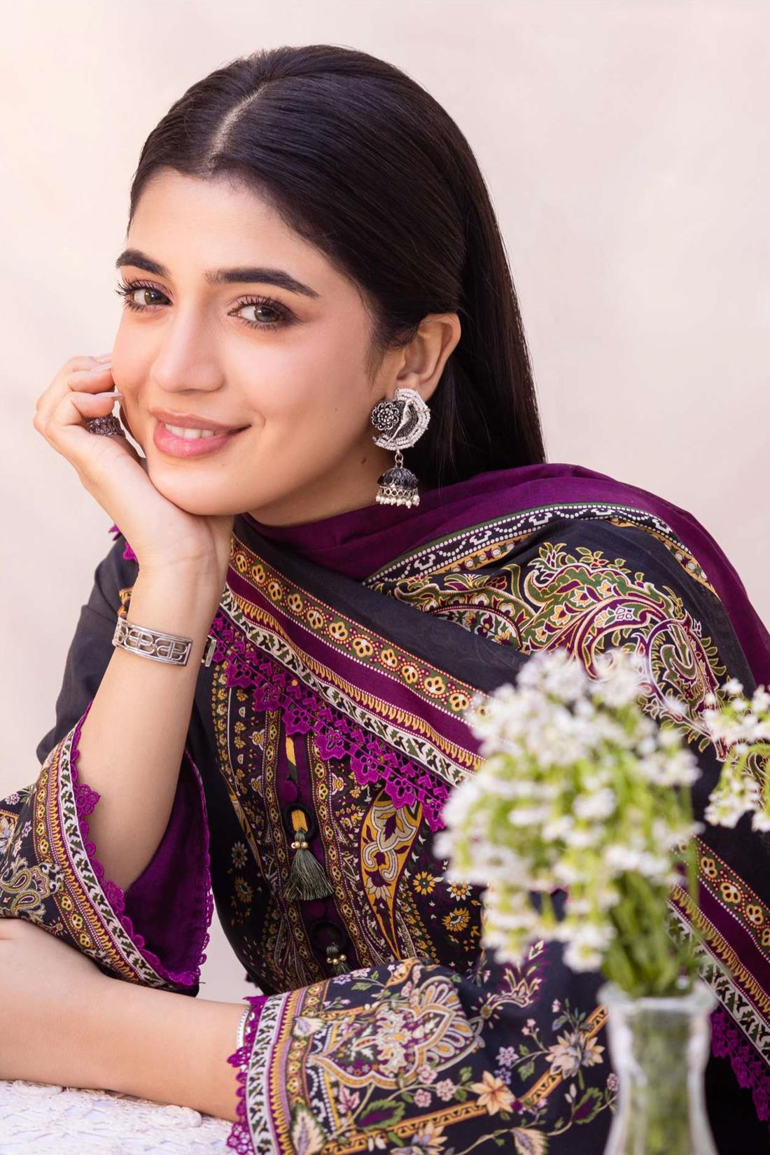 Black & Multicolour Lawn Digital Printed Suit