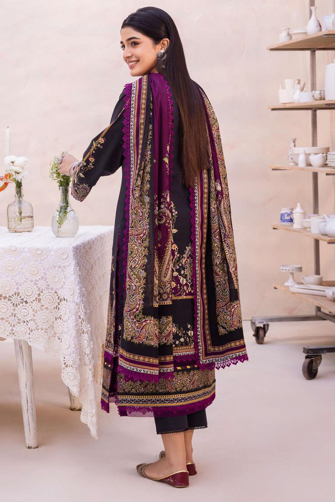 Black & Multicolour Lawn Digital Printed Suit