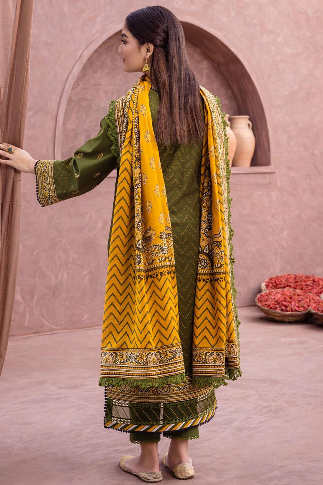 Mehandi Green Lawn Digital Printed Suit