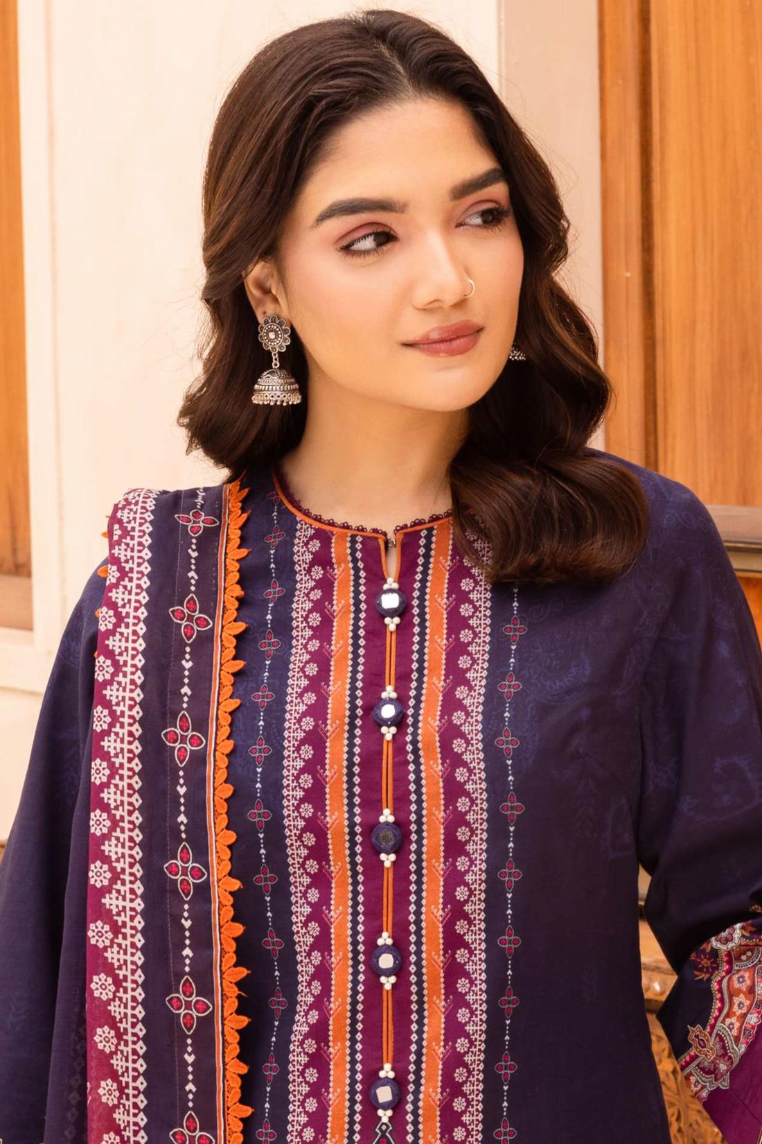 Navy & Multicolour Lawn Digital Printed Suit