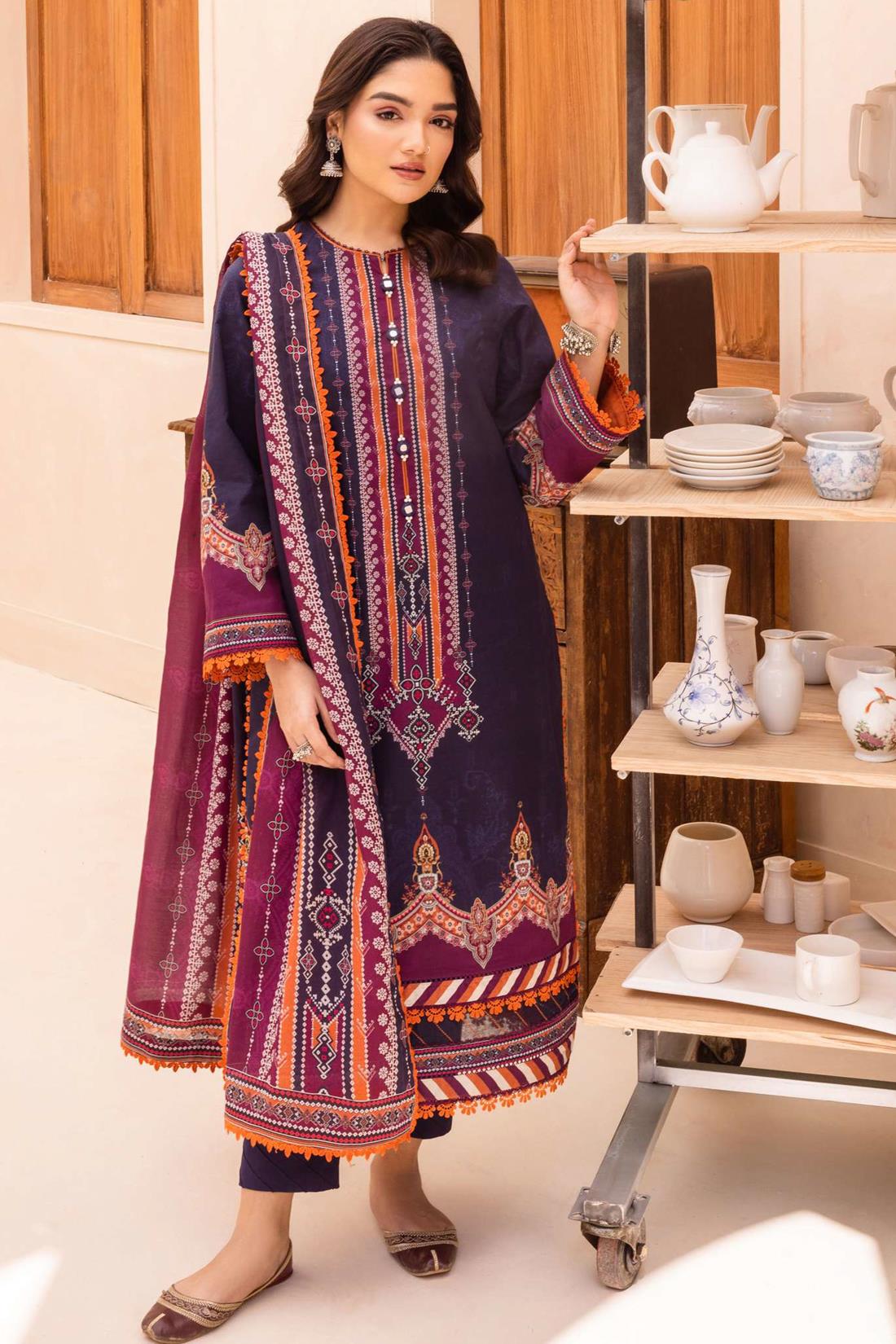 Navy & Multicolour Lawn Digital Printed Suit
