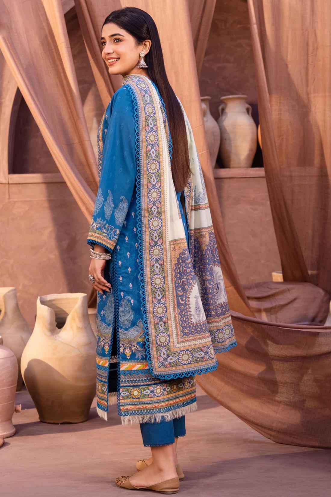 Blue & Multicolour Lawn Digital Printed Suit
