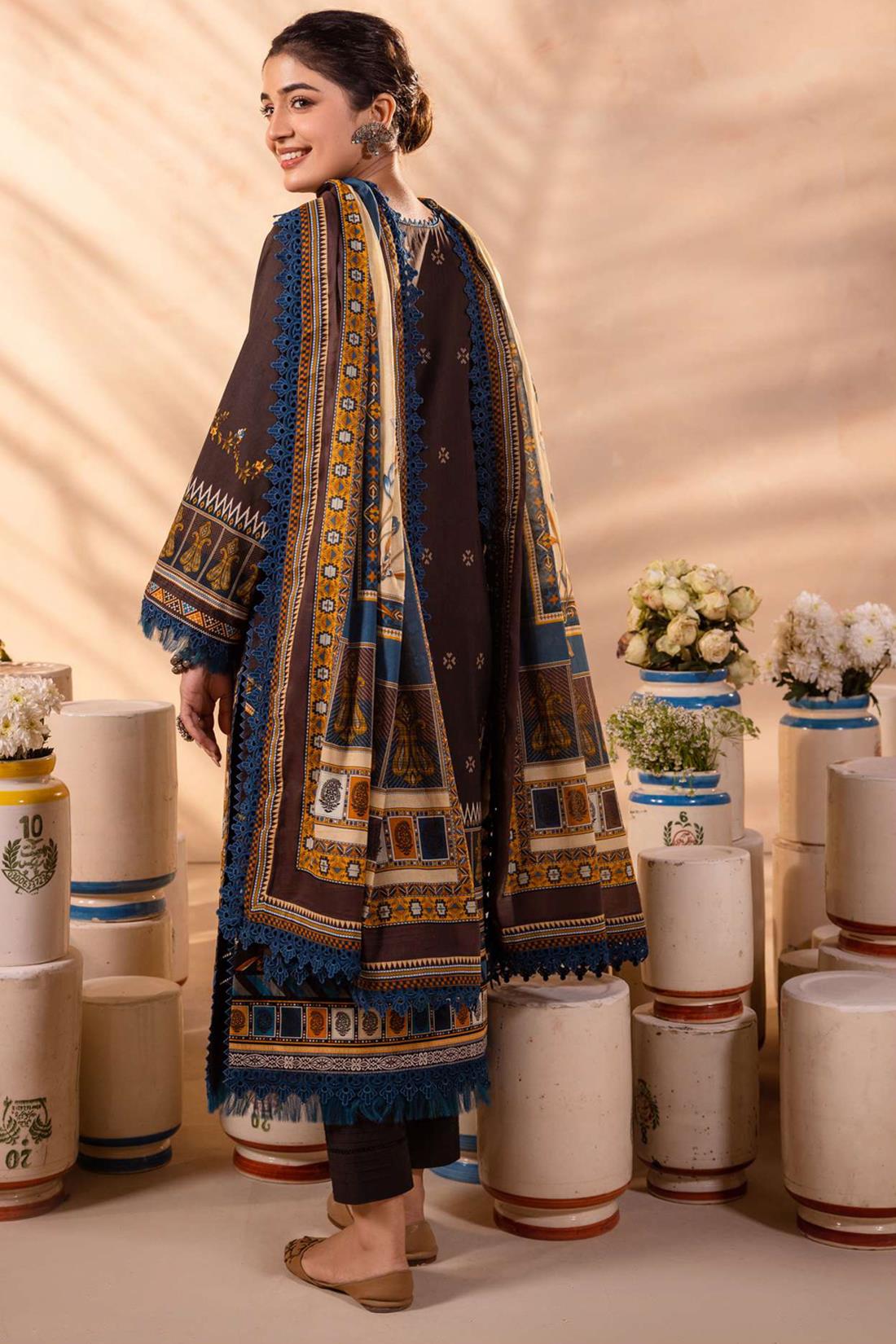 Brown & Multicolour Lawn Digital Printed Suit