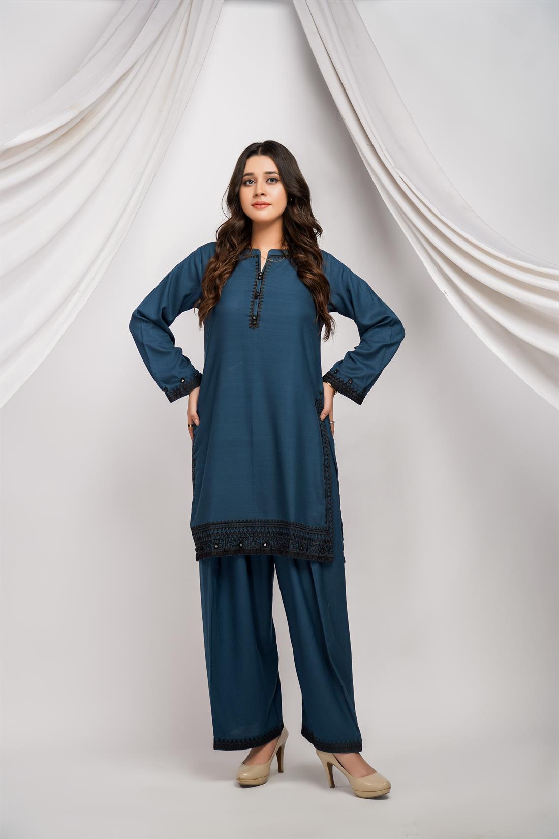 Zinc Mirror Work Palazzo Dhanak 2 Piece Suit