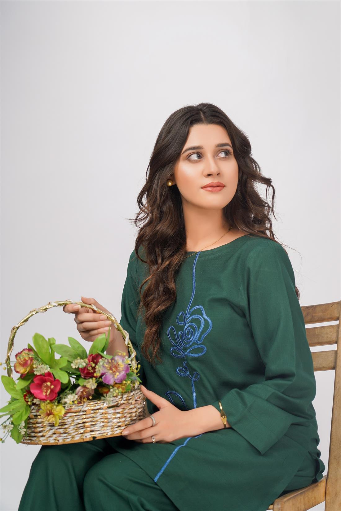 Green Dhanak 2 Piece