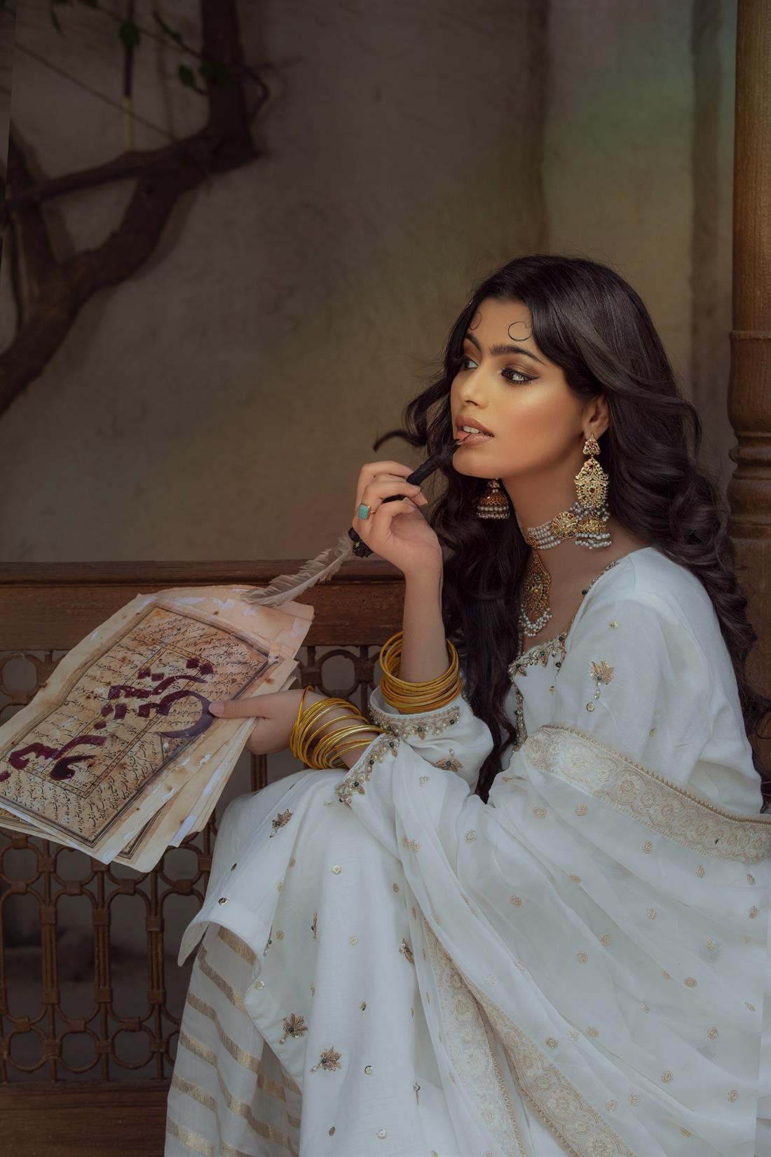 Off White Embroidered Raw Silk Gharara Stunning Party Wear