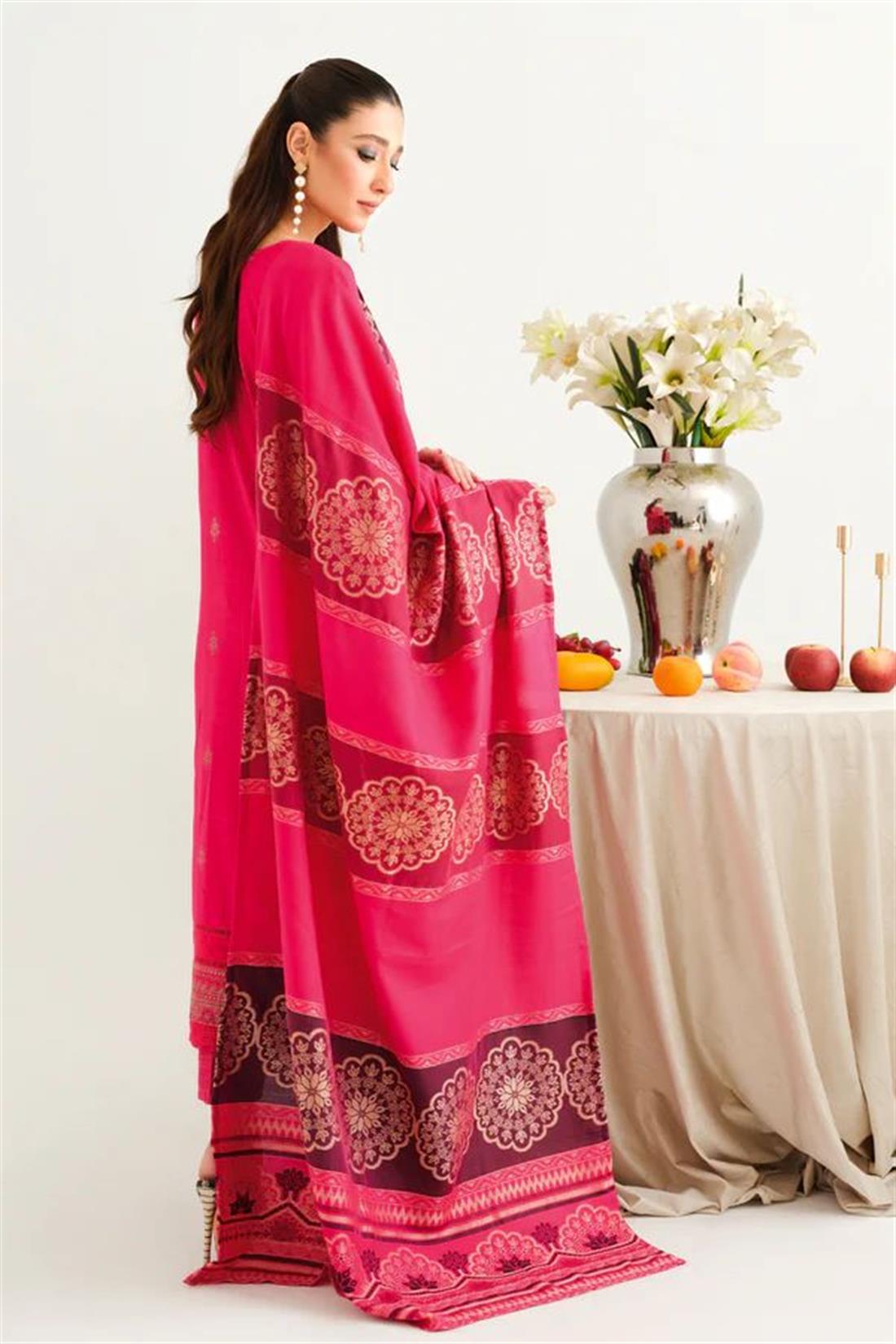 Pink Embroidered Jacquard Winter Collection